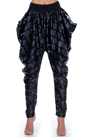 Imagine Pantaloni negru piele ecologica Liza Panait RM-80E, 46 EU