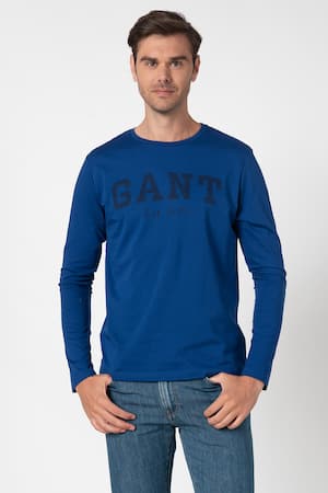 Imagine Gant, Bluza cu imprimeu logo, Albastru inchis/Negru, XXXL