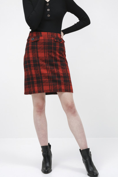 Imagine M&Co Red Plaid Skirt
