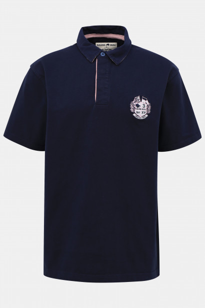 Imagine Dark Blue Polo T-Shirt with Raging Bull Embroidery