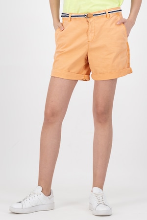 Imagine Esprit, Pantaloni scurti chino cu o curea cu model impletit, Oranj/bleumarin/alb prafuit, 44