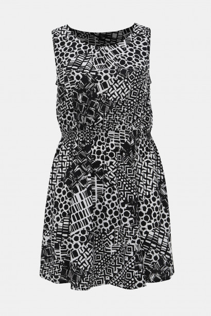 Imagine M&Co Plus White-Black Patterned Dress