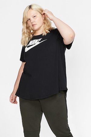 Imagine Nike, Tricou cu imprimeu logo Futura Plus, Negru/Alb, 3X