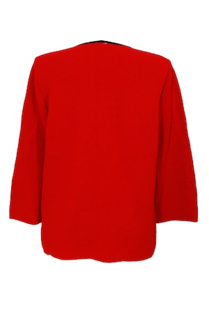Imagine Pulover de dama din tricot, rosu, cu aplicatii din lana impaslita, 3XL