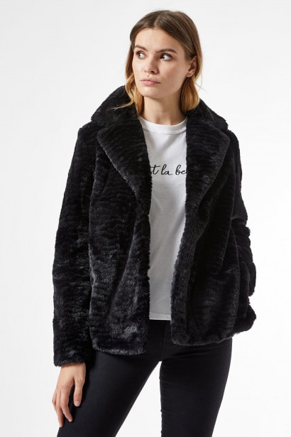 Imagine Black short coat in artificial fur Dorothy Perkins