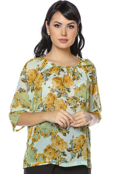 Imagine Bluza semitransparenta cu model floral
