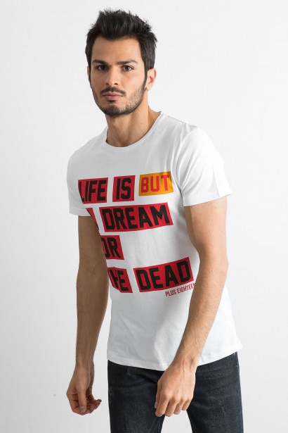 Imagine Men´s white cotton T-shirt with an inscription