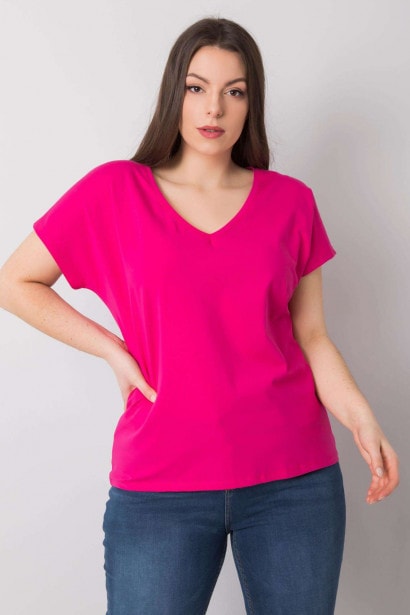 Imagine Fuchsia femei plus dimensiune V-gât t-shirt