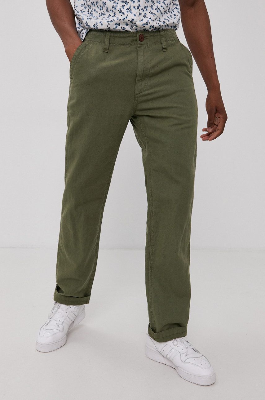 Imagine Superdry Pantaloni bărbați, culoarea verde, model drept