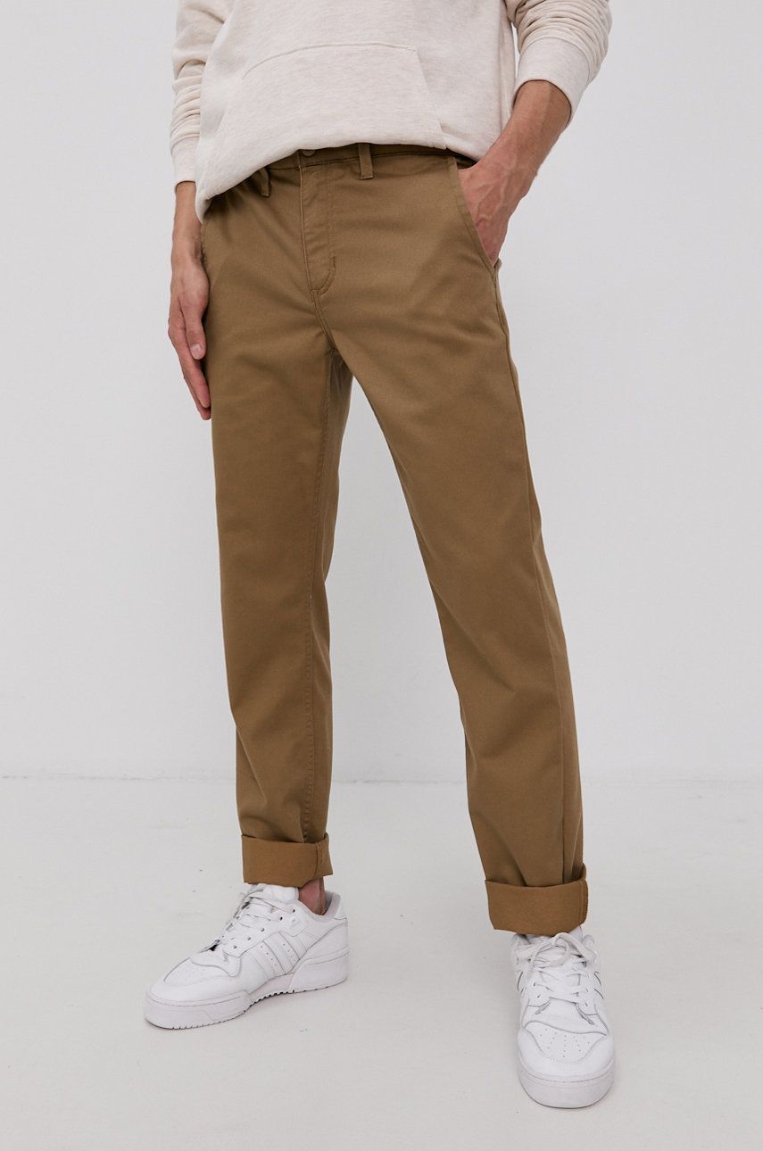 Imagine Vans Pantaloni bărbați, culoarea maro, model drept VN0A5FJ7DZ91-dirt