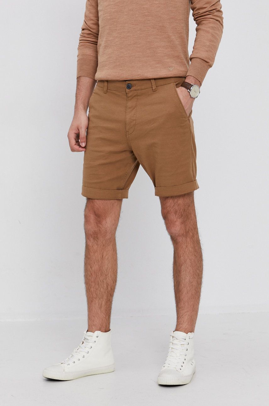 Imagine Selected Homme Pantaloni scurți bărbați, culoarea maro
