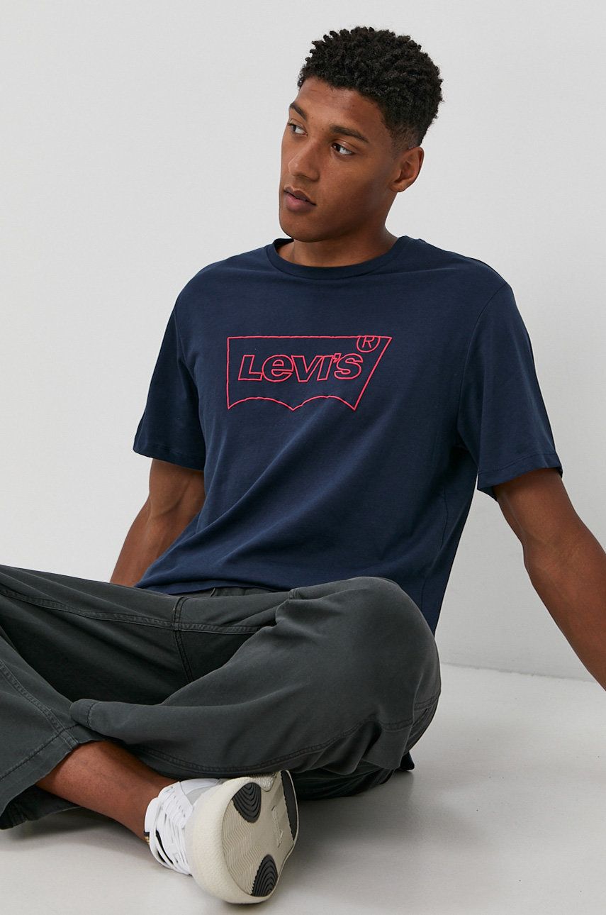 Imagine Levi's Tricou din bumbac culoarea albastru marin, cu imprimeu