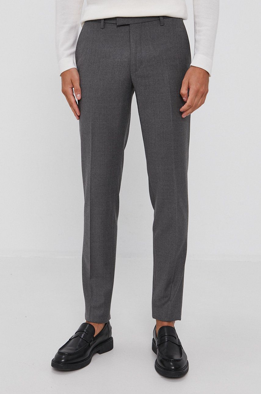 Imagine Drykorn Pantaloni Piet bărbați, culoarea gri, model drept