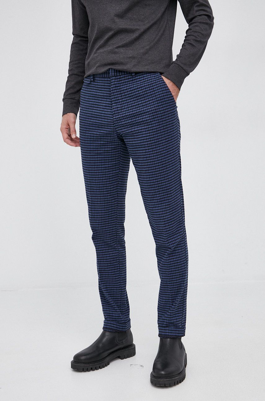 Imagine Sisley Pantaloni bărbați, culoarea albastru marin, mulat