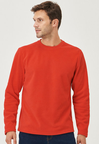 Imagine Bluza sport din material fleece cu decolteu rotund