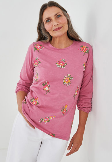 Imagine Bluza cu imprimeu floral si decolteu la baza gatului