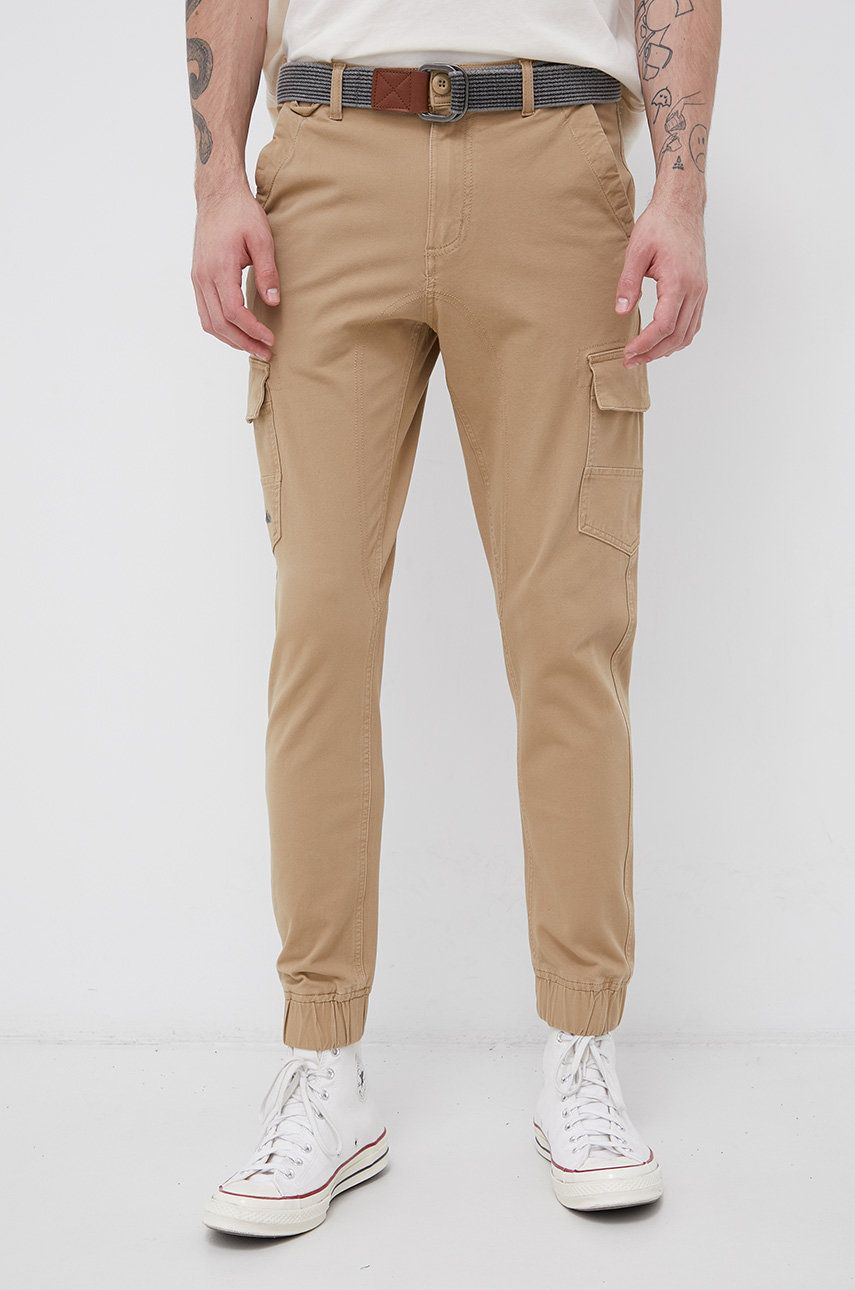 Imagine Quiksilver Pantaloni bărbați, culoarea bej, cu fason cargo