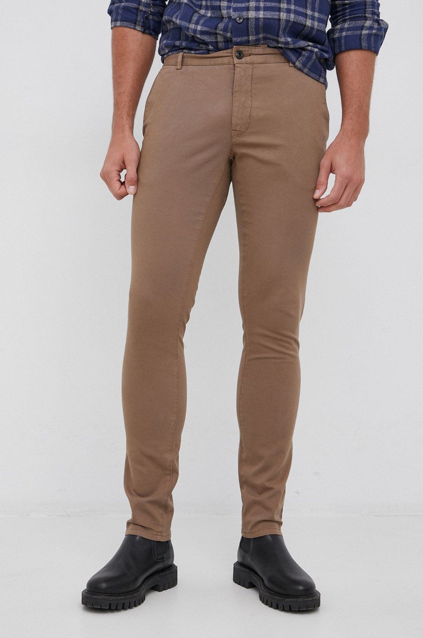Imagine Tiger Of Sweden Pantaloni bărbați, culoarea maro, model drept