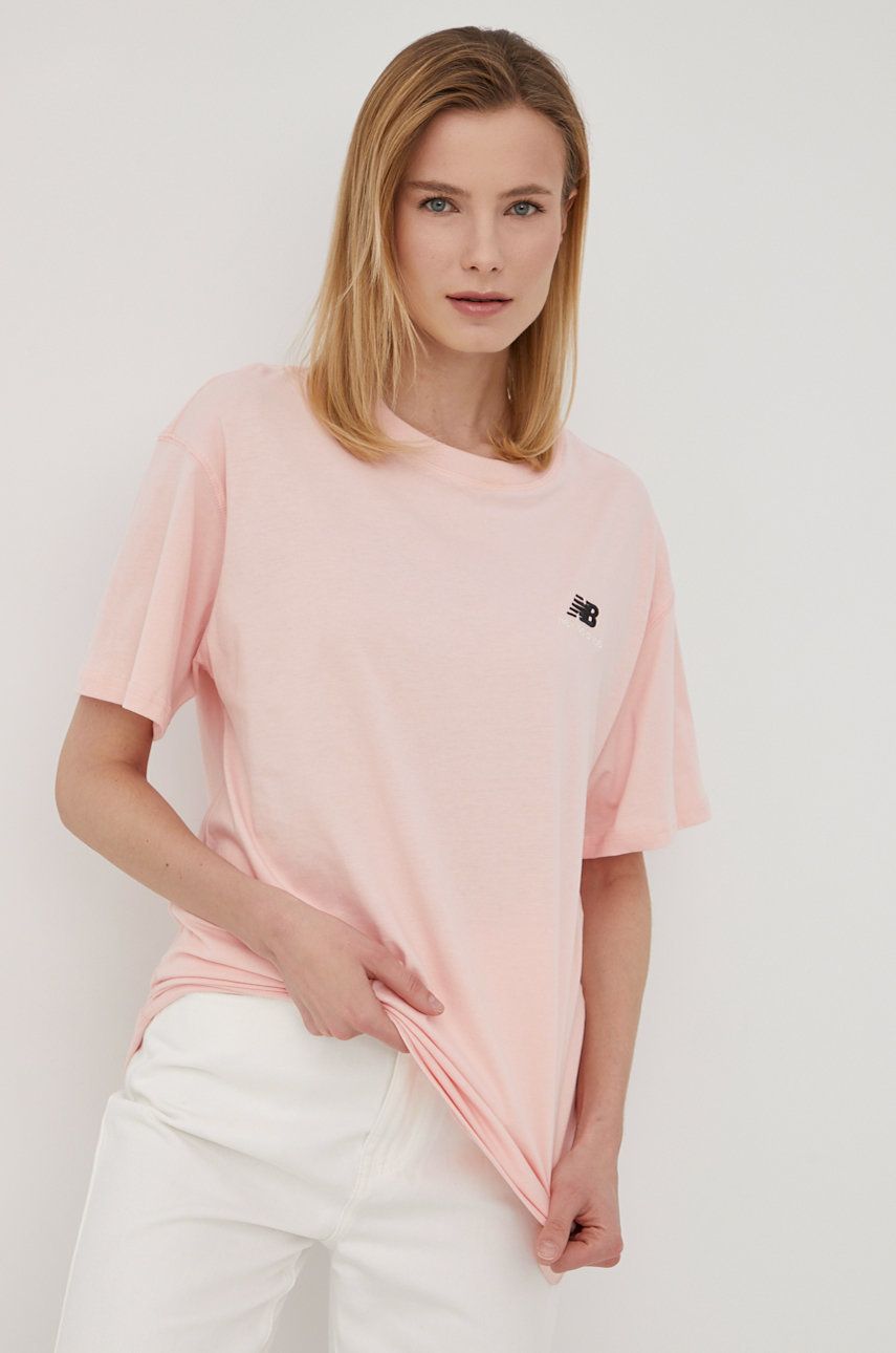Imagine New Balance tricou din bumbac culoarea roz