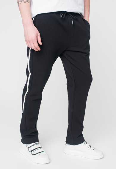 Imagine Pantaloni sport cu snur si benzi laterale contrastante Hadim