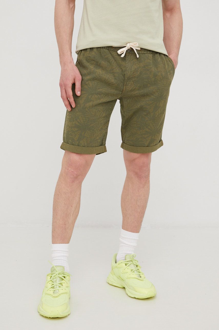 Imagine Tom Tailor pantaloni scurti din in barbati, culoarea verde
