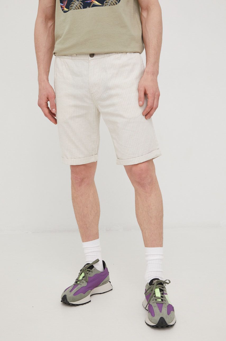 Imagine Tom Tailor pantaloni scurti din in barbati, culoarea bej