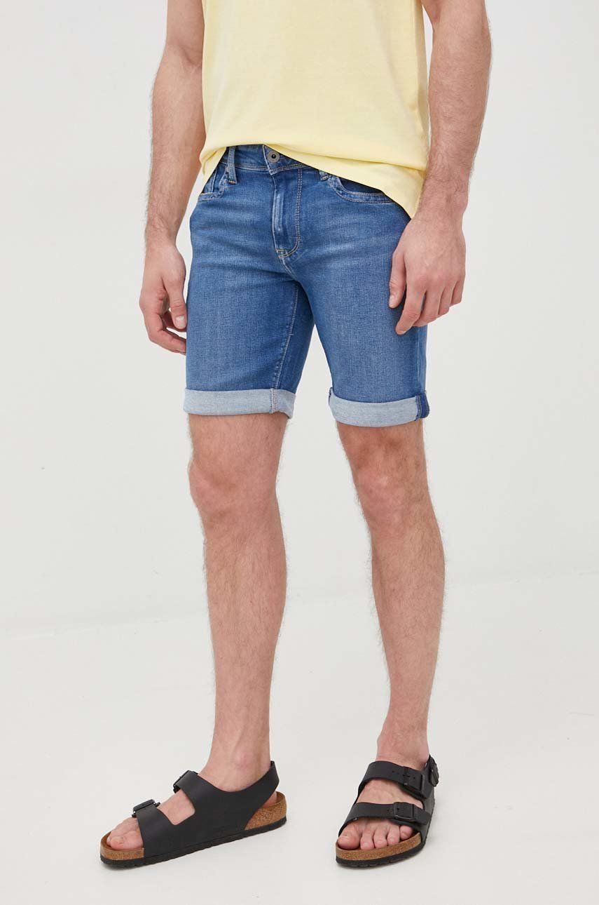 Imagine Pepe Jeans pantaloni scurti jeans Hatch Short barbati, culoarea albastru marin