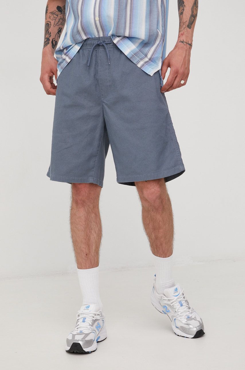 Imagine Wrangler pantaloni scurți din amestec de in barbati, culoarea albastru marin