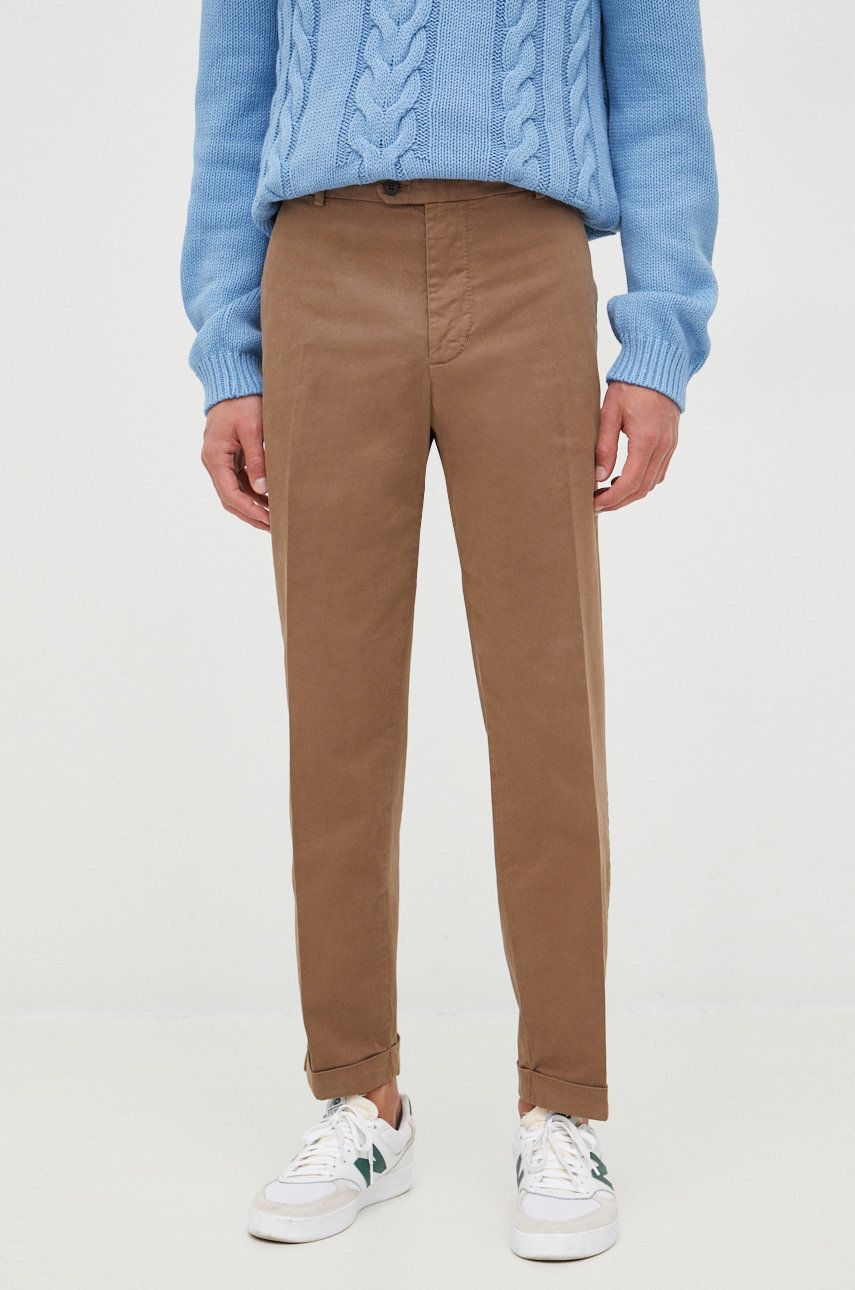 Imagine Tiger Of Sweden pantaloni barbati, culoarea maro, drept