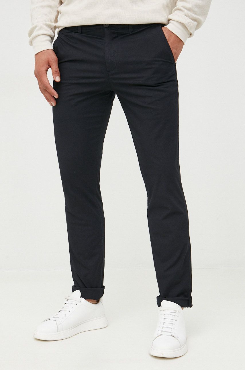 Imagine United Colors of Benetton pantaloni barbati, culoarea negru, drept