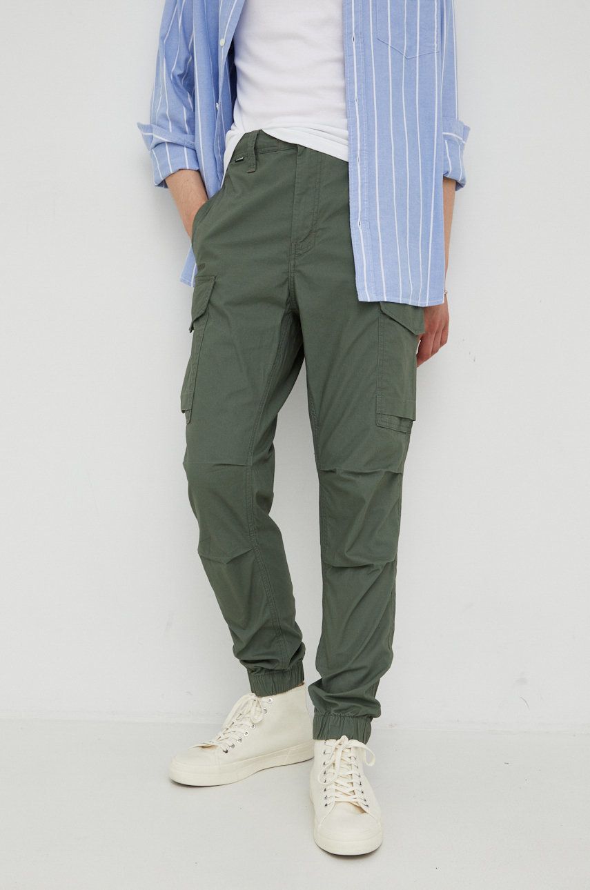 Imagine G-Star Raw pantaloni de bumbac barbati, culoarea verde, cu fason cargo