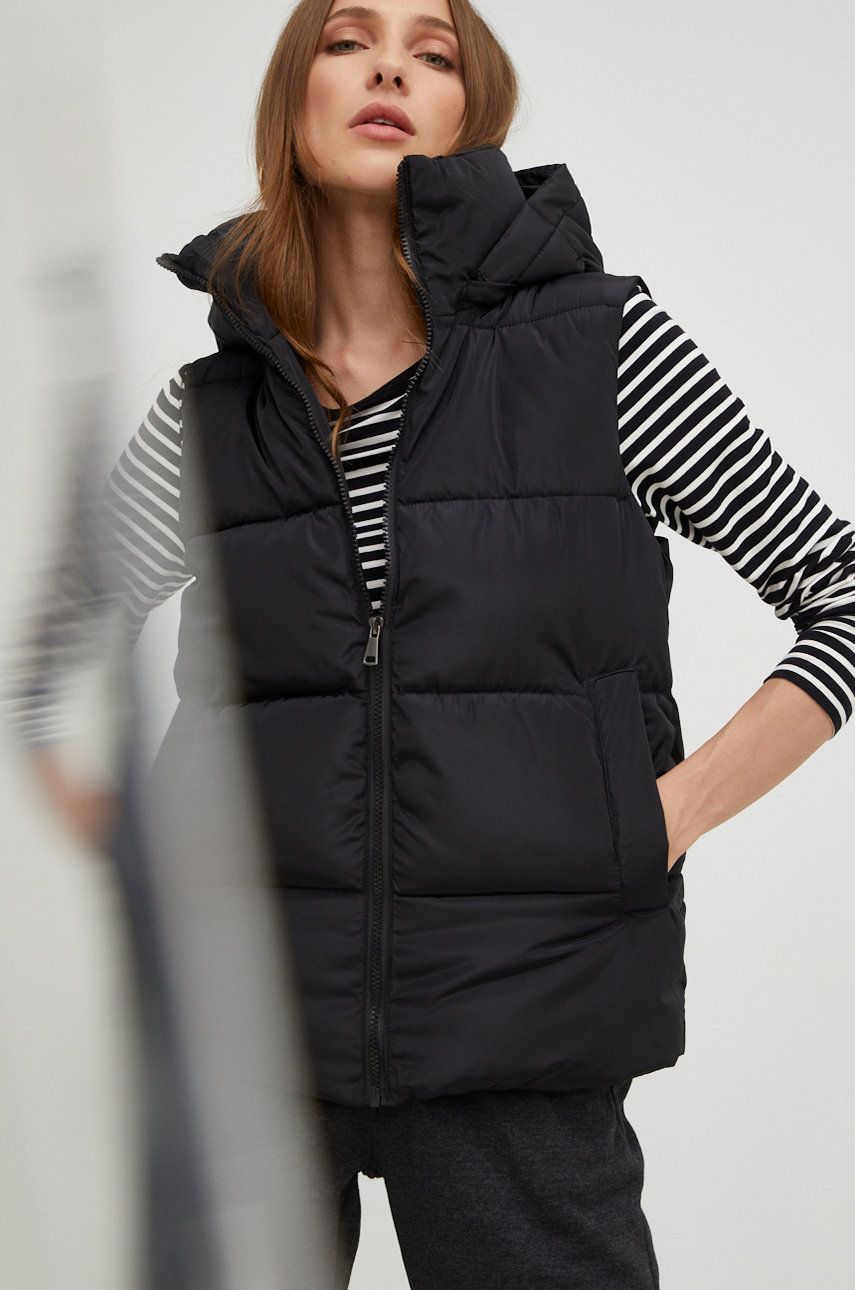 Imagine Answear Lab vesta femei, culoarea negru, de iarna