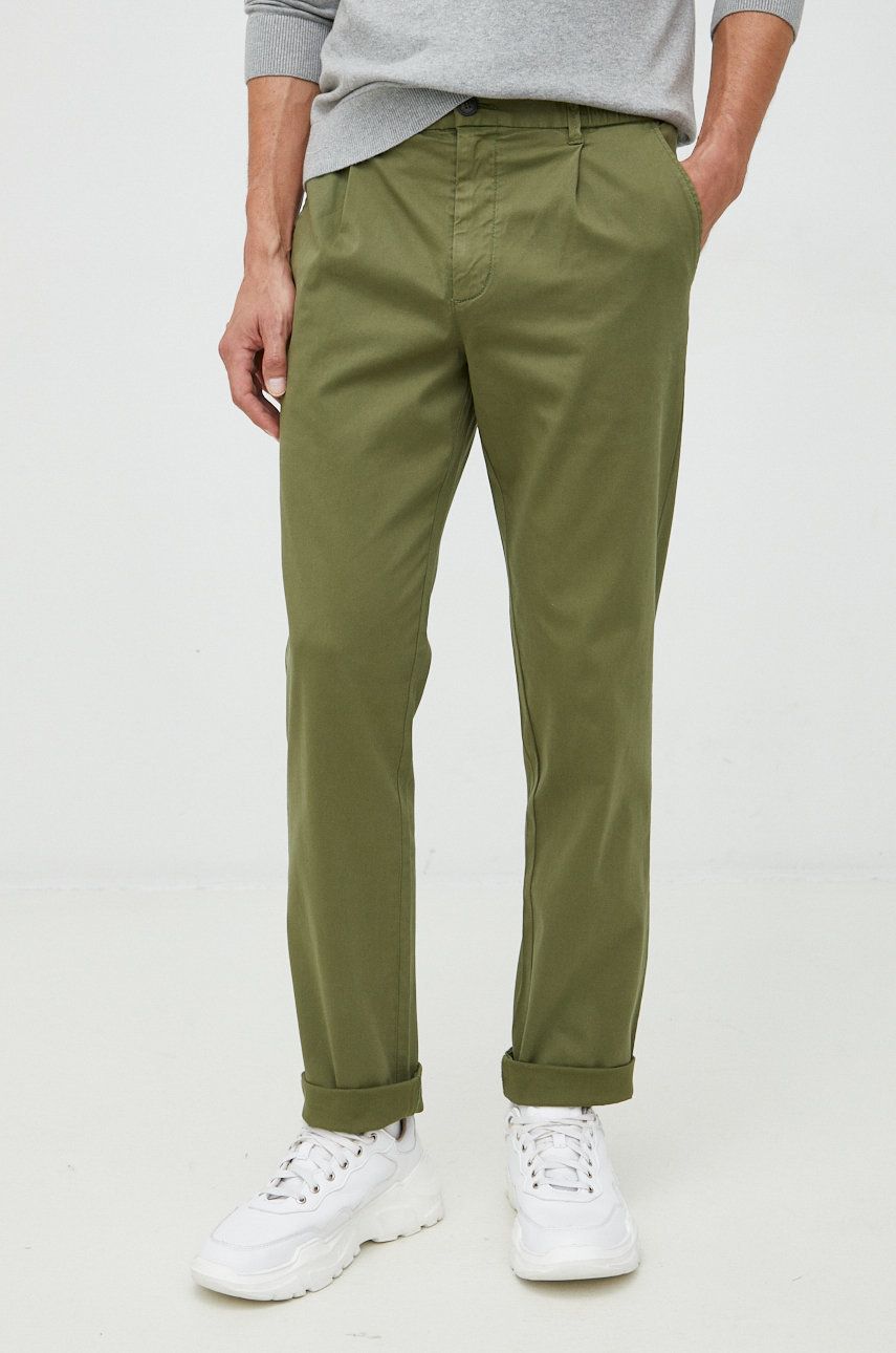 Imagine United Colors of Benetton pantaloni barbati, culoarea verde, drept