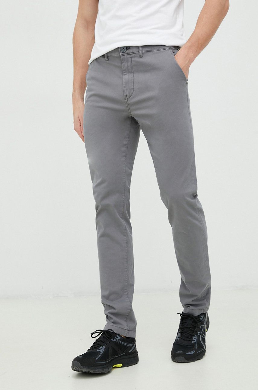 Imagine Napapijri pantaloni barbati, culoarea gri, drept