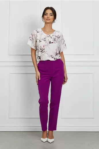 Imagine Pantaloni Vera violet cu dunga
