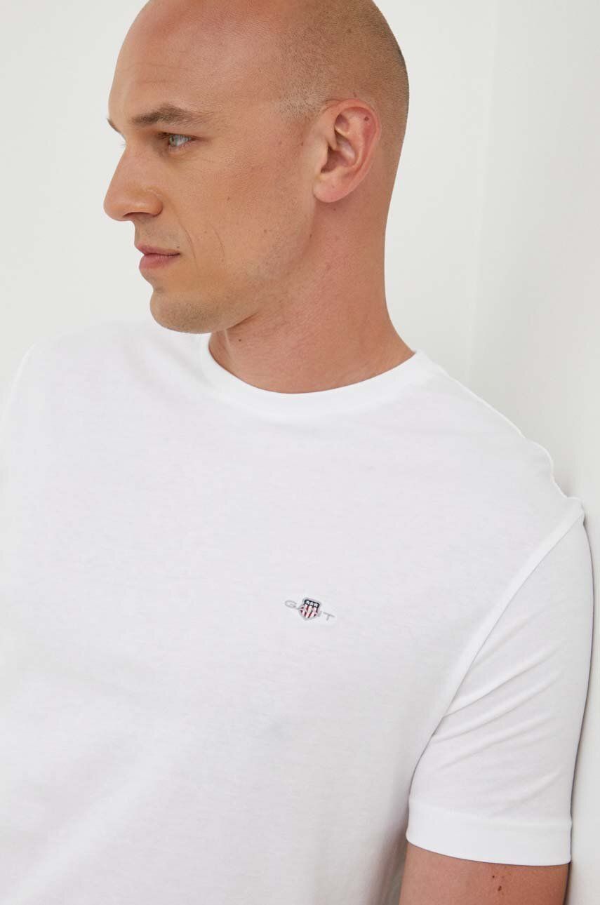 Imagine Gant tricou din bumbac culoarea alb, neted
