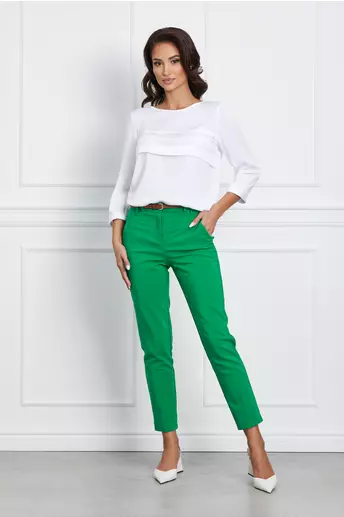 Imagine Pantaloni Triana verzi cu buzunare si curea