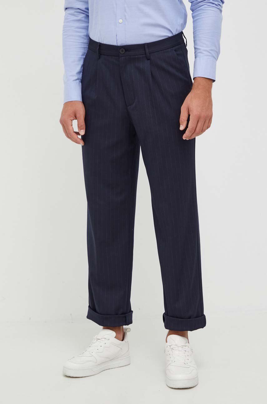 Imagine United Colors of Benetton pantaloni barbati, culoarea albastru marin, drept