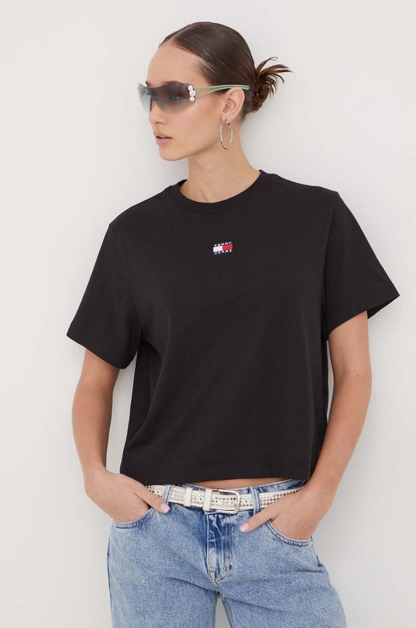 Imagine Tommy Jeans tricou femei, culoarea negru DW0DW17391