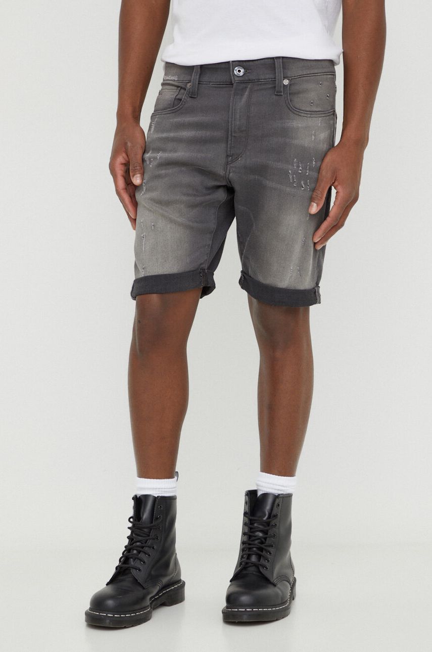 Imagine G-Star Raw pantaloni scurti jeans barbati, culoarea gri