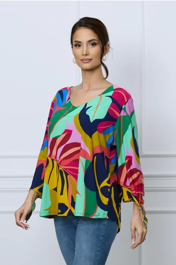 Imagine Bluza Dima cu imprimeu tropical multicolor