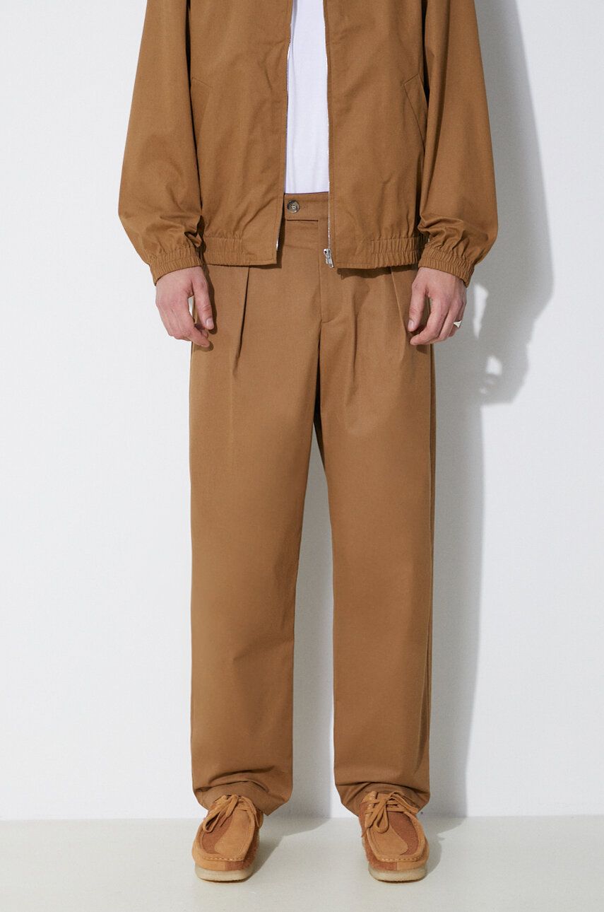 Imagine A.P.C. pantaloni de bumbac culoarea maro, drept, COGXS-H08428