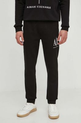 Imagine Armani Exchange Pantaloni bărbați, culoarea negru, material neted