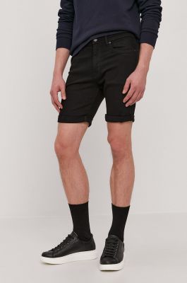 Imagine Selected Homme Pantaloni scurți jeans bărbați, culoarea negru