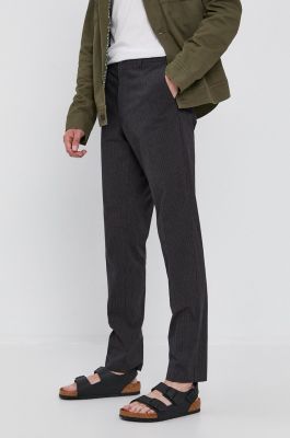 Imagine Sisley Pantaloni bărbați, culoarea gri, mulat