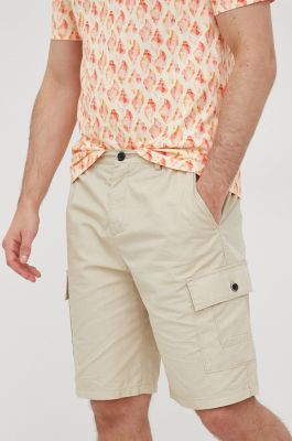 Imagine Sisley pantaloni scurti din bumbac barbati, culoarea bej