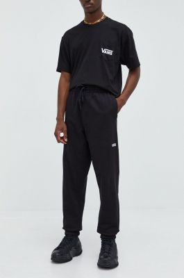 Imagine Vans pantaloni de trening din bumbac barbati, culoarea negru, cu imprimeu
