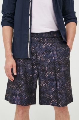 Imagine Emporio Armani pantaloni scurti din lana barbati, culoarea albastru marin