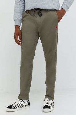 Imagine HUGO pantaloni barbati, culoarea verde, drept