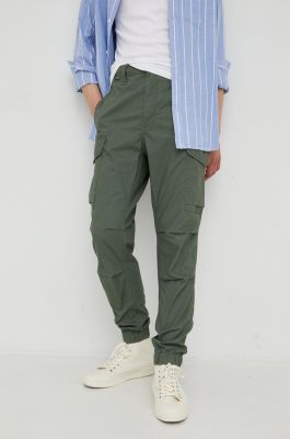 Imagine G-Star Raw pantaloni de bumbac barbati, culoarea verde, cu fason cargo